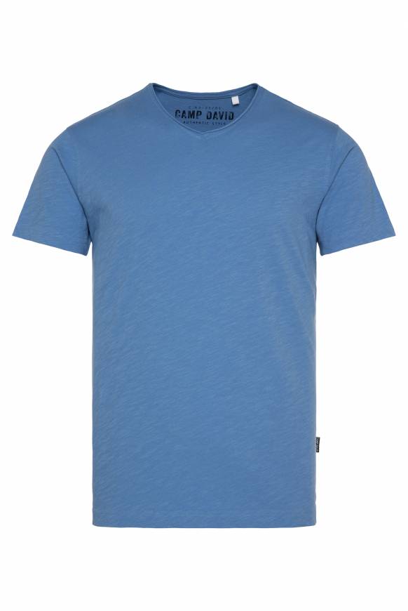 Soccx Basic T-Shirt V-Neck mit Used-Kante sky blue Meist gekauft