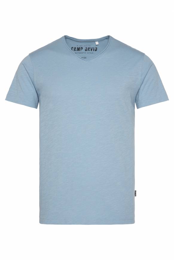 Soccx Basic T-Shirt V-Neck mit Used-Kante new blue Online