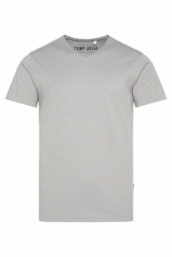 Soccx Basic T-Shirt V-Neck mit Used-Kante polo grey im Angebot