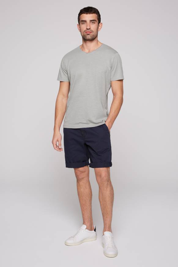 Soccx Basic T-Shirt V-Neck mit Used-Kante polo grey im Angebot