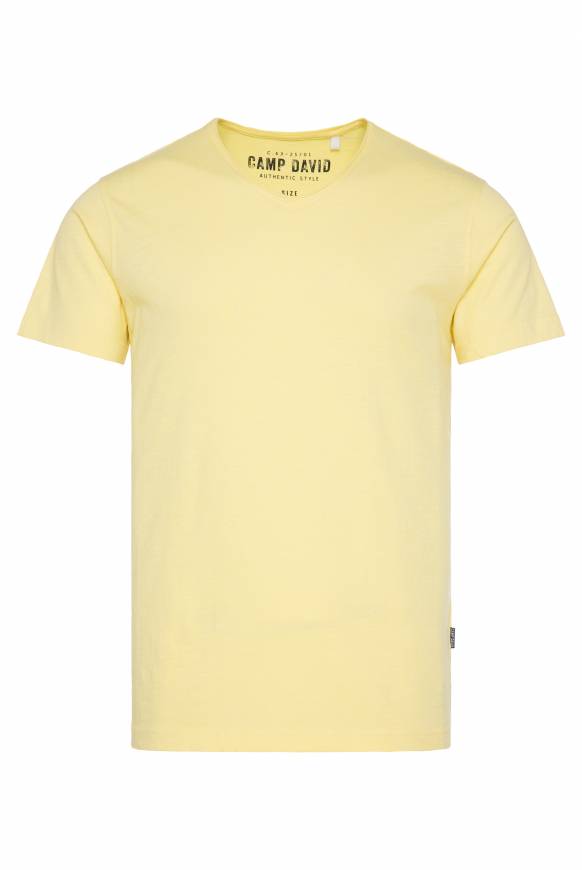 Soccx Basic T-Shirt V-Neck mit Used-Kante sun Günstiger Verkauf