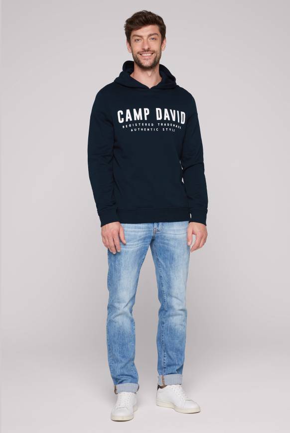 Soccx Basic Hoodie mit Logo Print blue navy Fabrikverkauf