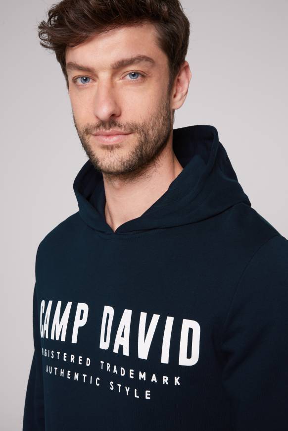 Soccx Basic Hoodie mit Logo Print blue navy Fabrikverkauf