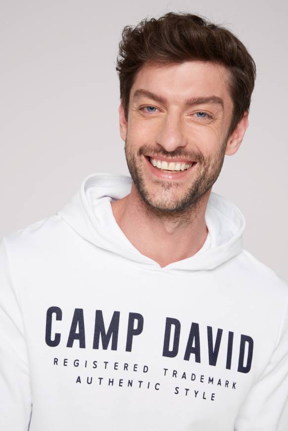 Soccx Basic Hoodie mit Logo Print opticwhite Online Outlet