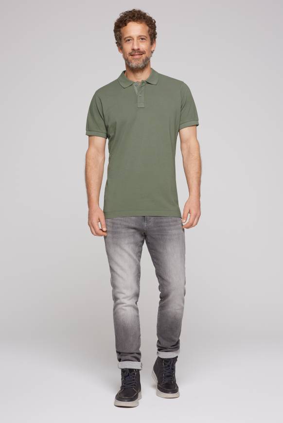 Soccx Basic Pikee-Polo mit Trikotkragen green olive im Angebot