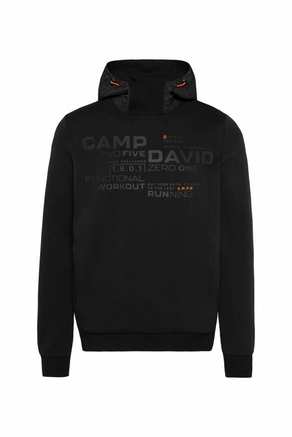 Soccx Hoodie im Materialmix mit Artwork und Rückentasche black Angebote