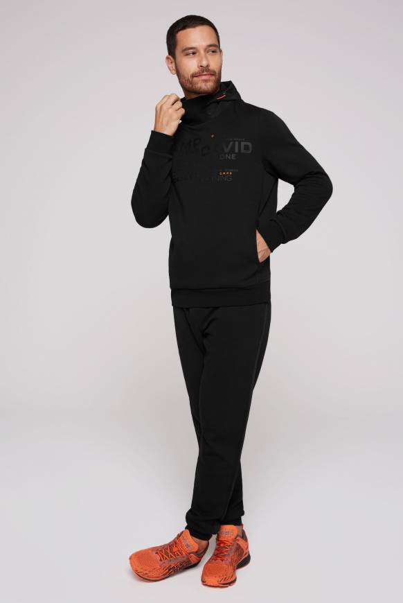 Soccx Hoodie im Materialmix mit Artwork und Rückentasche black Angebote