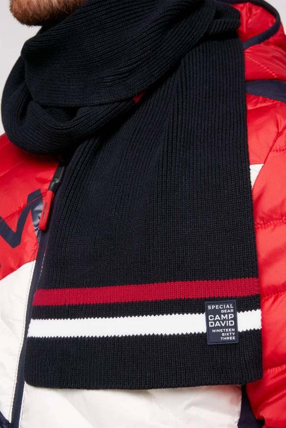 Soccx Rippstrickschal mit Streifen-Details blue navy Meist gekauft