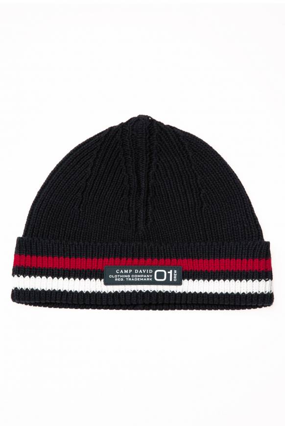 Soccx Rippstrickmütze mit Streifen-Design blue navy Online