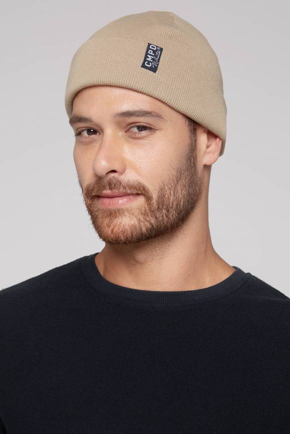 Soccx Strickmütze mit Umschlag tan