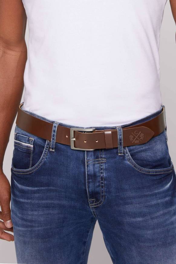 Soccx Ledergürtel mit matter Dornschließe brown