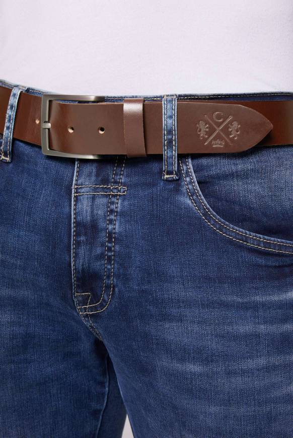 Soccx Ledergürtel mit matter Dornschließe brown im Angebot