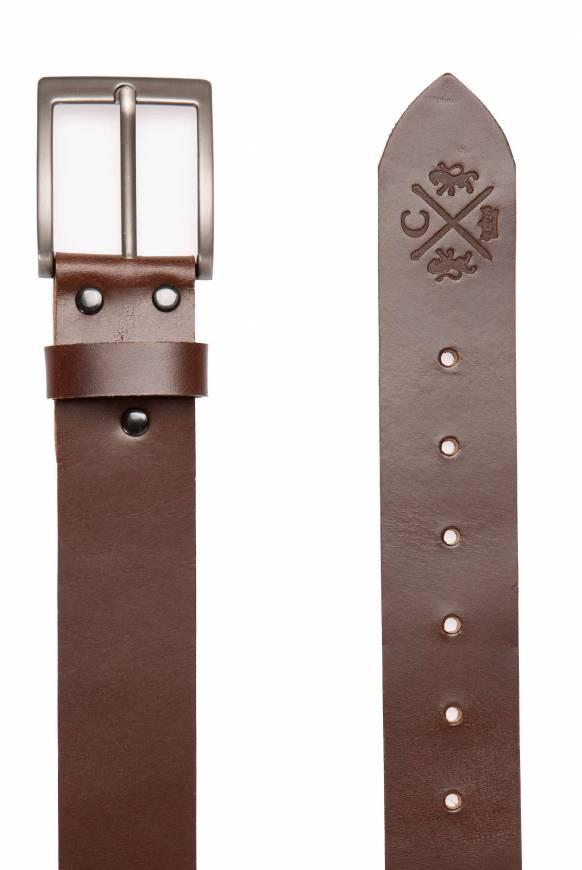 Soccx Ledergürtel mit matter Dornschließe brown im Angebot