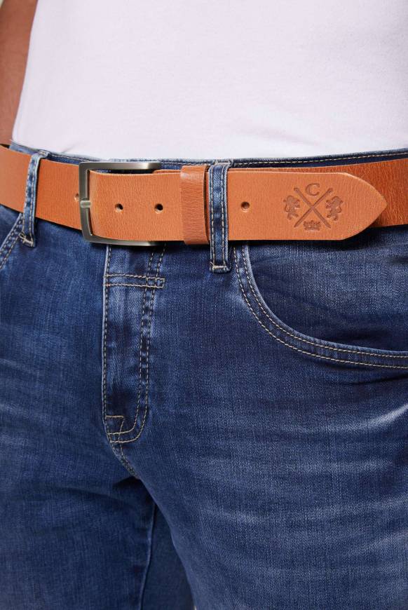Soccx Ledergürtel mit matter Dornschließe cognac Schlussverkauf