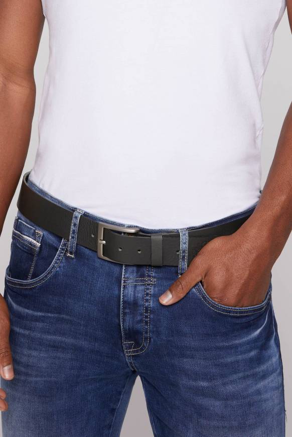 Soccx Ledergürtel mit matter Dornschließe black