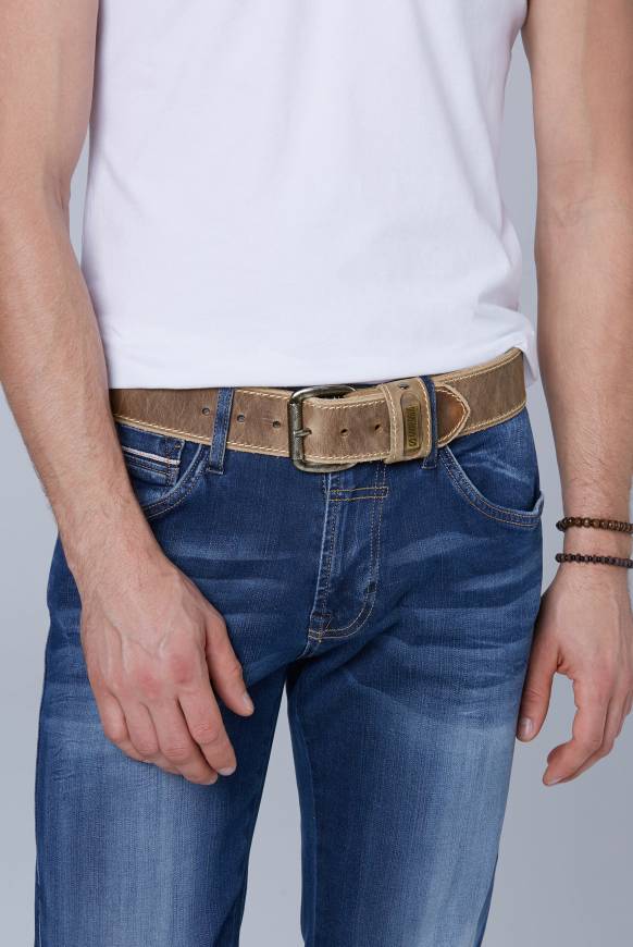 Soccx Ledergürtel beige