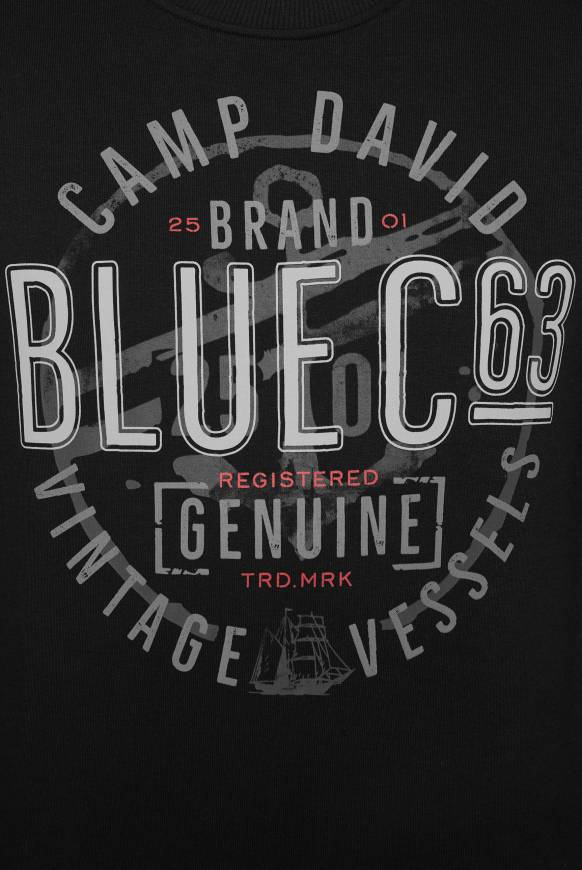 Soccx Sweatshirt mit rundem Label Print black Große Rabatte