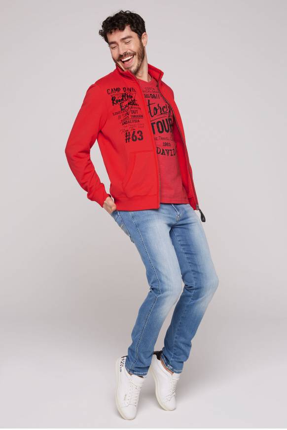 Soccx Sweatjacke mit Print und Stickereien red orange M Outlet