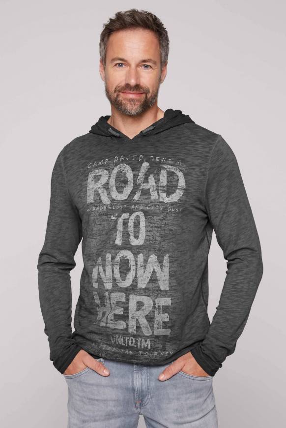 Soccx Langarmshirt mit Kapuze und Vintage Print black