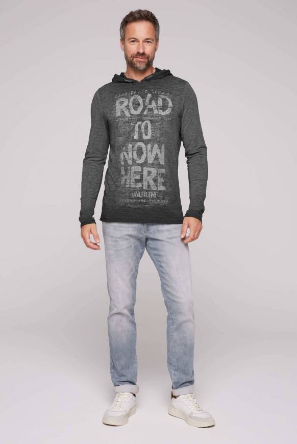 Soccx Langarmshirt mit Kapuze und Vintage Print black Sonderangebote