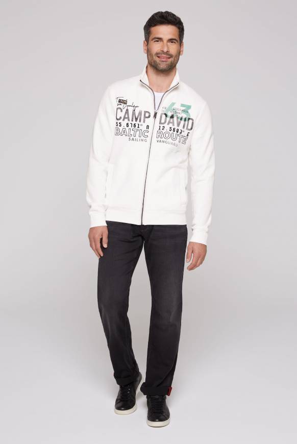 Soccx Sweatjacke mit Logo Print und Stickereien ivory Auslauf