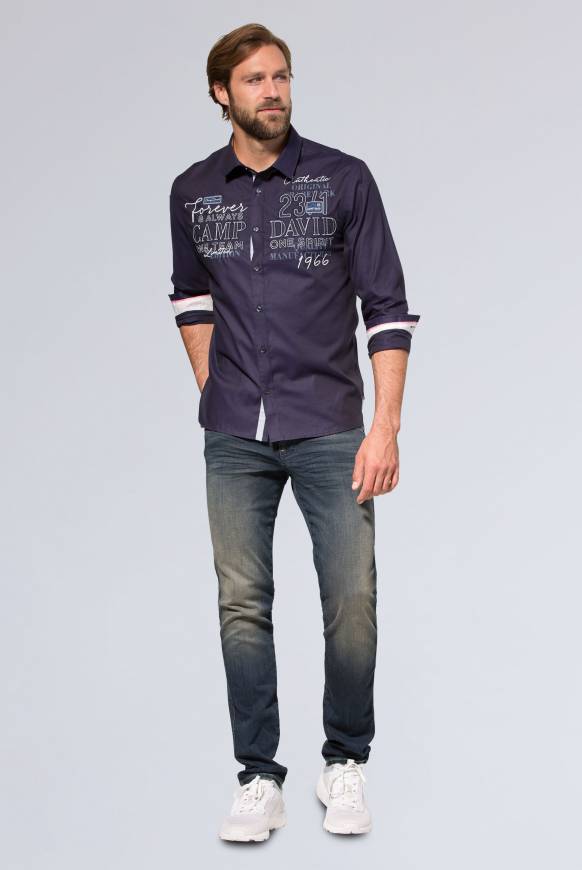 Soccx Hemd mit Dobby-Struktur und Artworks blue navy Verkauf