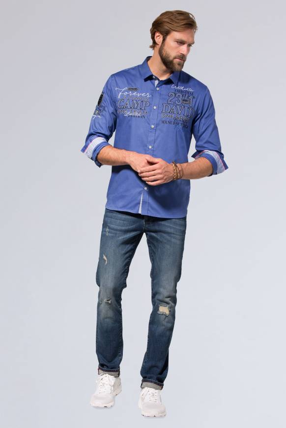Soccx Hemd mit Dobby-Struktur und Artworks denim blue Angebote