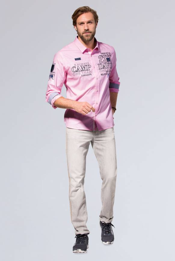 Soccx Hemd mit Dobby-Struktur und Artworks pale pink L Hotsell