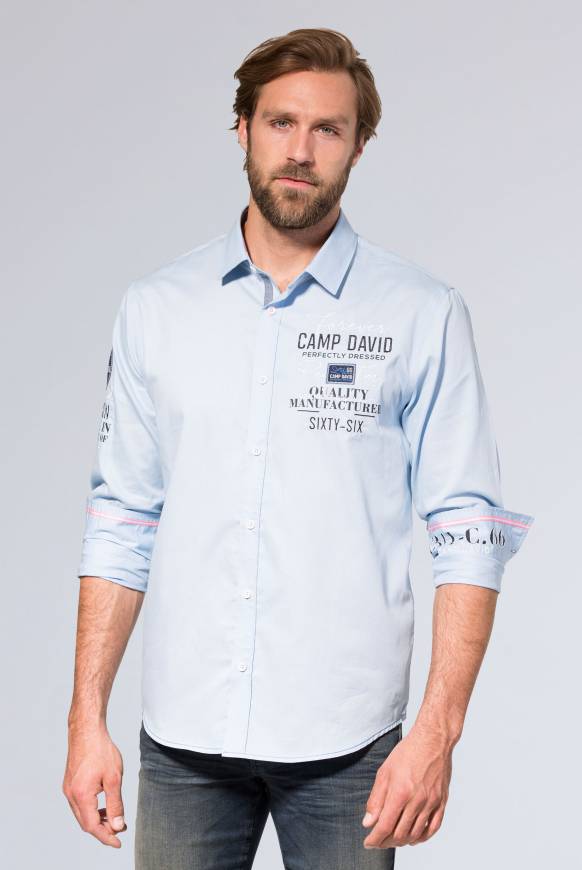 Soccx Hemd mit Webstruktur und Artworks, Regular Fit light blue
