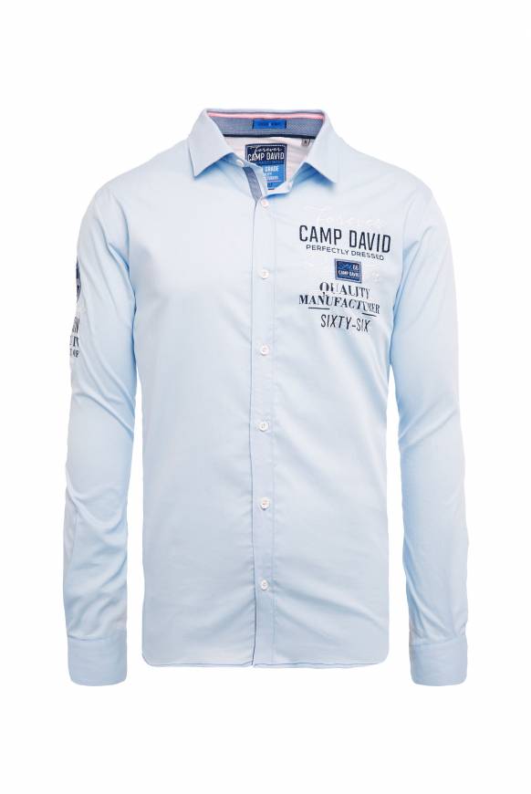 Soccx Hemd mit Webstruktur und Artworks, Regular Fit light blue Schlussverkauf