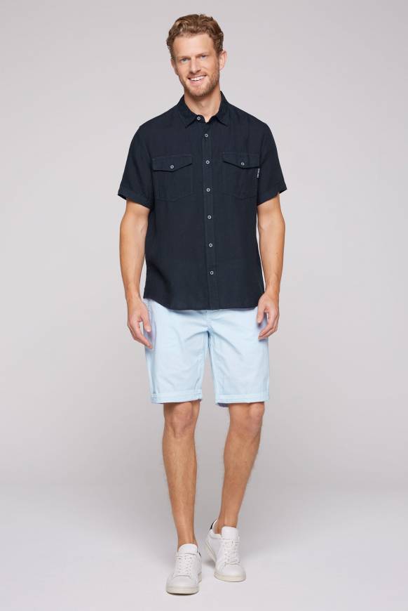 Soccx Leinenhemd mit Klappentaschen blue navy Günstiger Verkauf