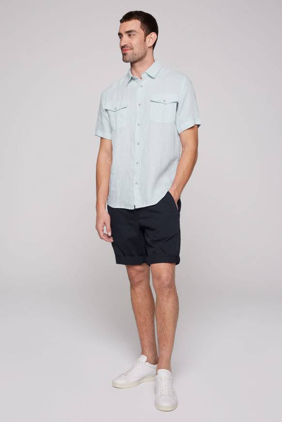 Soccx Leinenhemd mit Klappentaschen summer blue Fabrikverkauf
