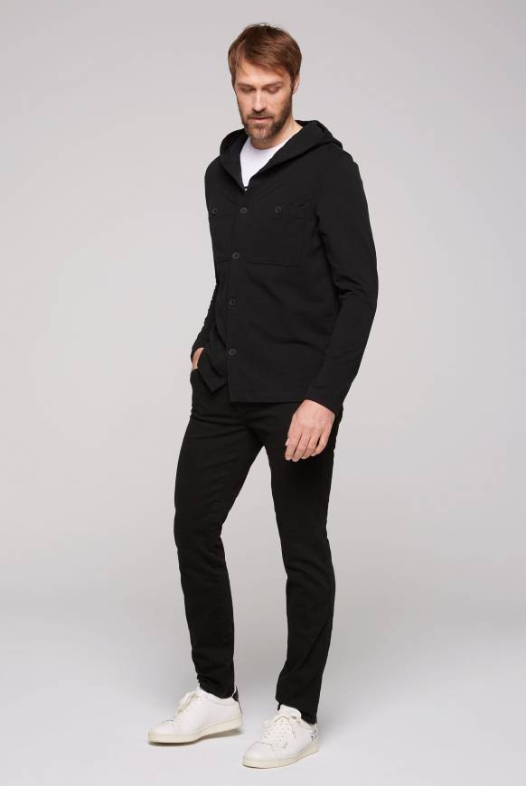 Soccx Overshirt mit Kapuze und Brusttaschen black Auslauf