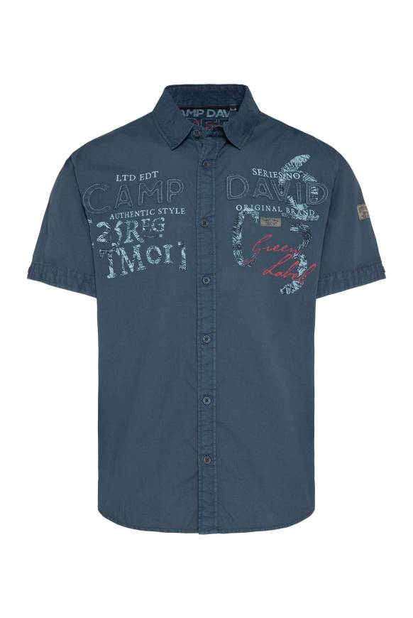 Soccx Leichtes Kurzarmhemd mit Label-Applikationen lazy blue Angebote