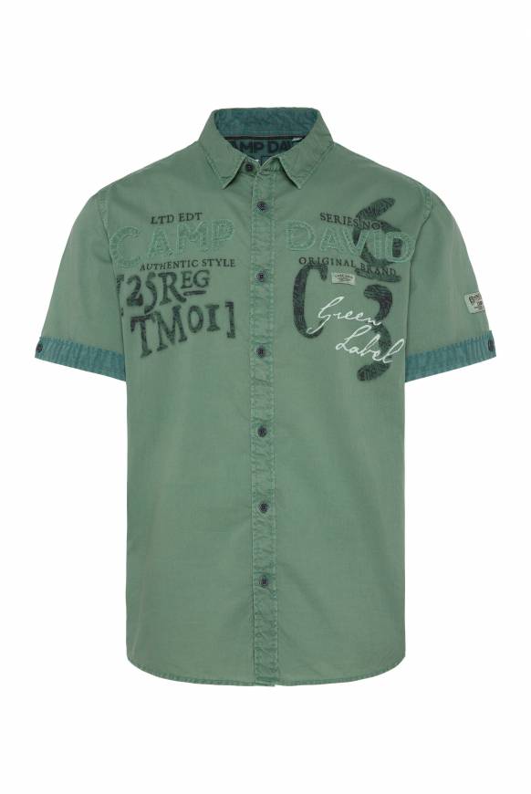 Soccx Leichtes Kurzarmhemd mit Label-Applikationen green beat Hotsell