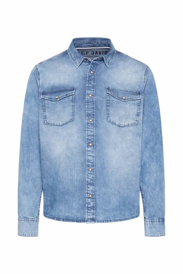 Soccx Hemd aus Denim Regular Fit light blue bleached Schlussverkauf
