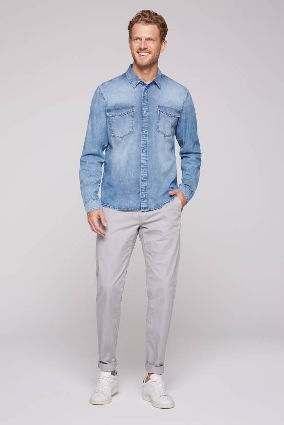 Soccx Hemd aus Denim Regular Fit light blue bleached Schlussverkauf