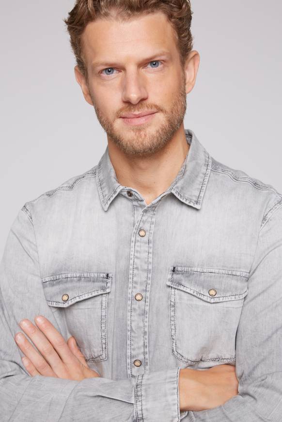 Soccx Hemd aus Denim Regular Fit light grey bleached Günstiger Verkauf