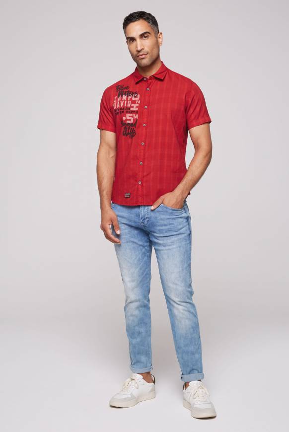 Soccx Karohemd mit Print und Stickereien royal red Blitzverkäufe