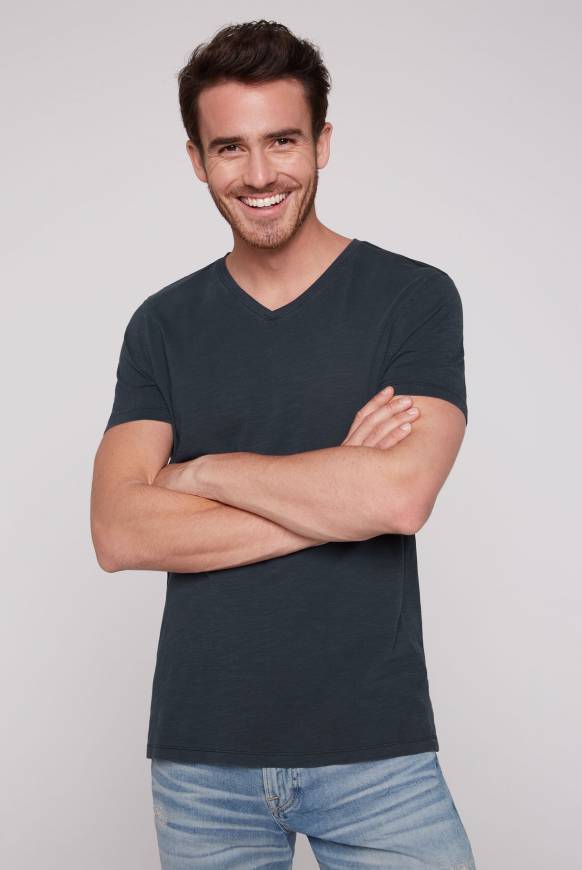 Soccx Basic T-Shirt mit V-Ausschnitt absolute blue