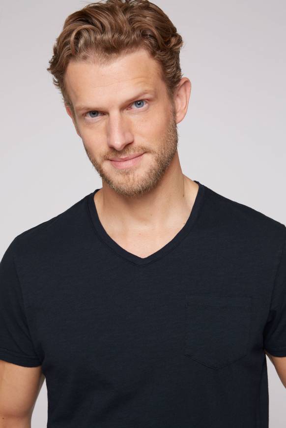 Soccx T-Shirt V-Neck mit Brusttasche blue navy Verkauf