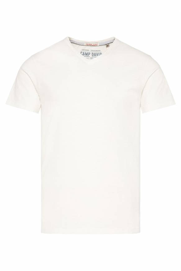 Soccx Basic T-Shirt mit V-Ausschnitt ivory im Angebot