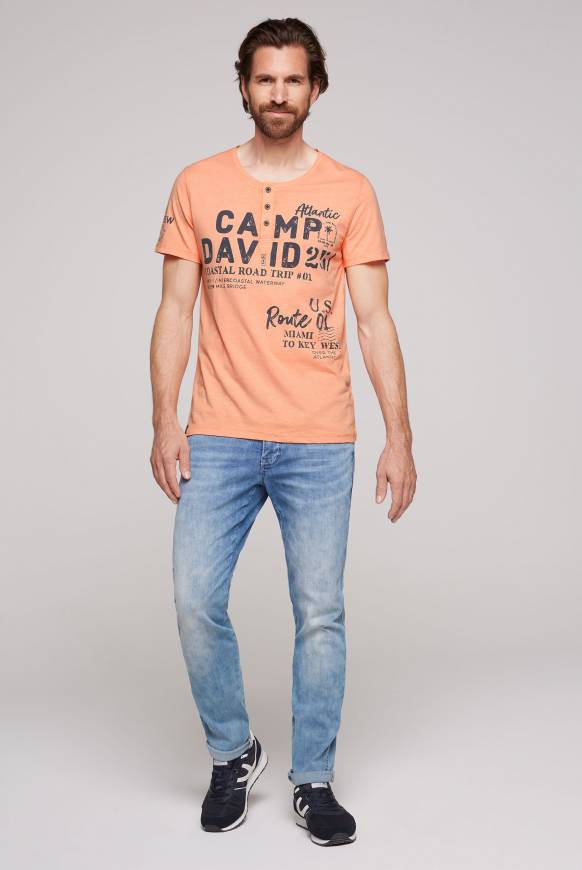 Soccx Henley-Shirt mit Logo Prints sunshine orange Günstiger Verkauf