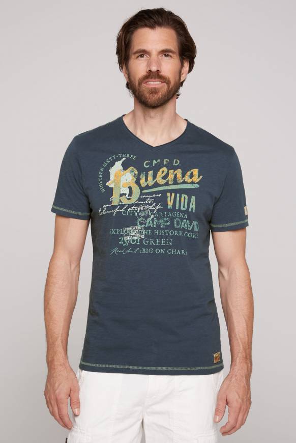 Soccx V-Shirt mit Used-Optik lazy blue
