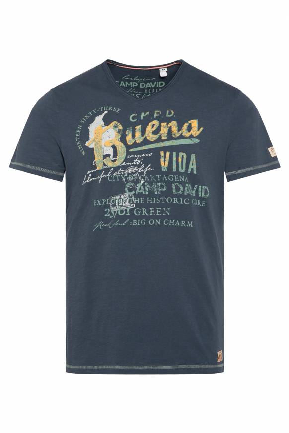Soccx V-Shirt mit Used-Optik lazy blue Fabrikverkauf