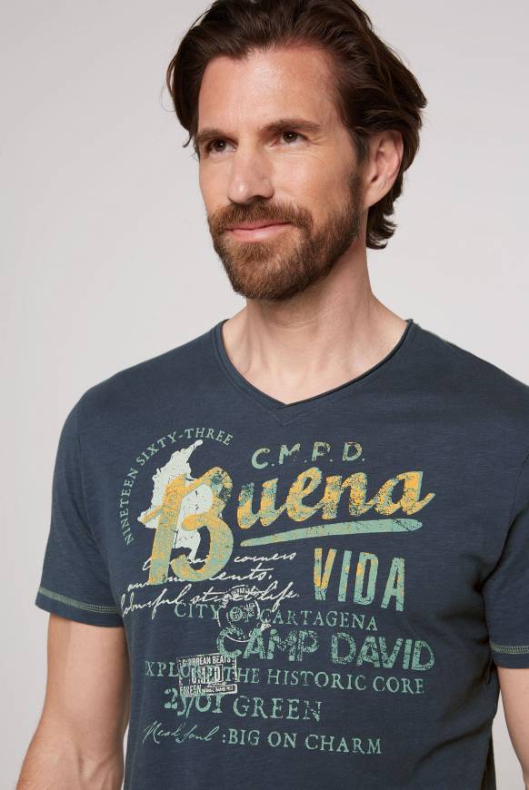 Soccx V-Shirt mit Used-Optik lazy blue Fabrikverkauf