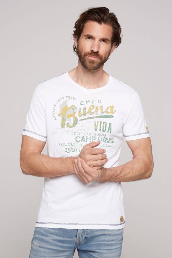 Soccx V-Shirt mit Used-Optik opticwhite