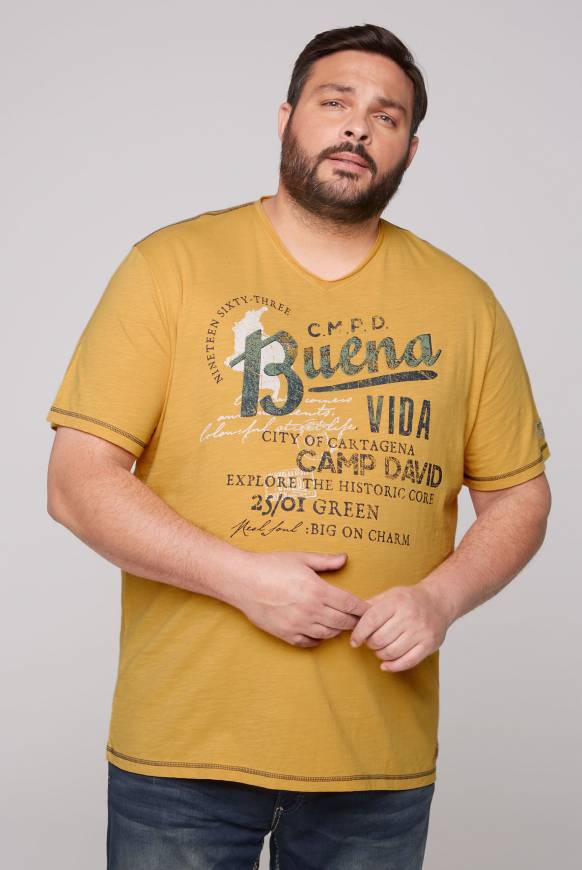 Soccx V-Shirt mit Used-Optik warm sun
