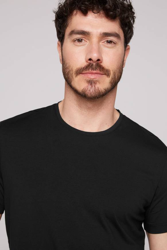 Soccx Basic T-Shirt mit Rundhalsausschnitt, Doppelpack black / black Verkauf