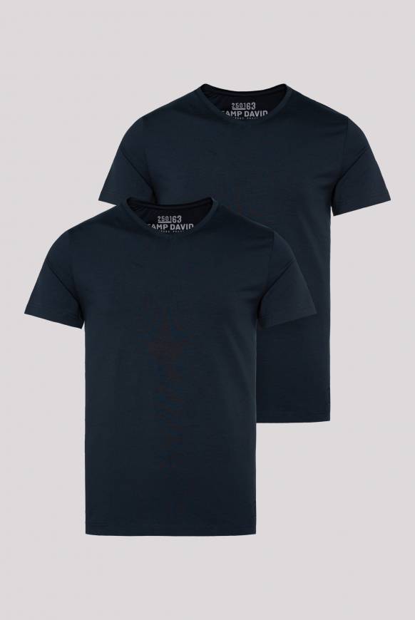 Soccx Basic T-Shirt mit V-Neck, Doppelpack blue navy / blue navy Blitzverkäufe
